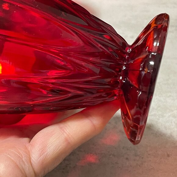 Vintage New Martinsville Janice Ruby Red Set of 4 Depression Water Glasses 8oz. - Picture 4 of 7